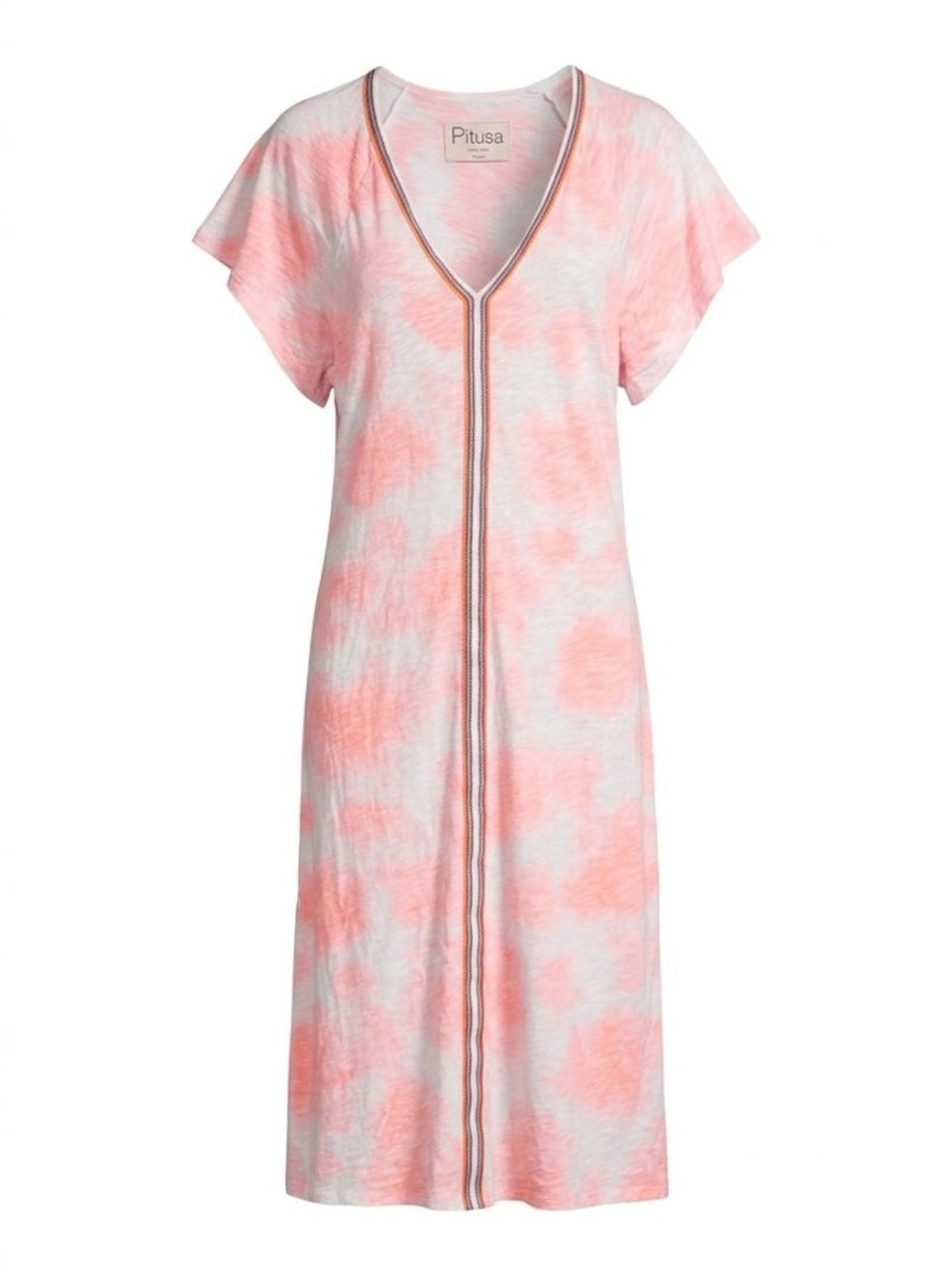 Pitusa Coral Tie-Dye V-Neck Maxi Dress Size Standard (M, L, XL)